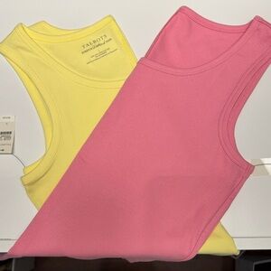 Talbots Vibrant Pink and Sunny Yellow Tank Tops Size L NWT
